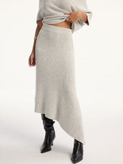 Asymmetric Wool-Blend Midi Skirt