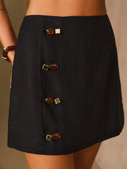 Amber Detail Linen-Blend Mini Skirt