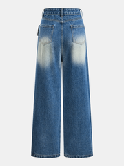 Asymmetric Deconstructed Wide Leg Jeans