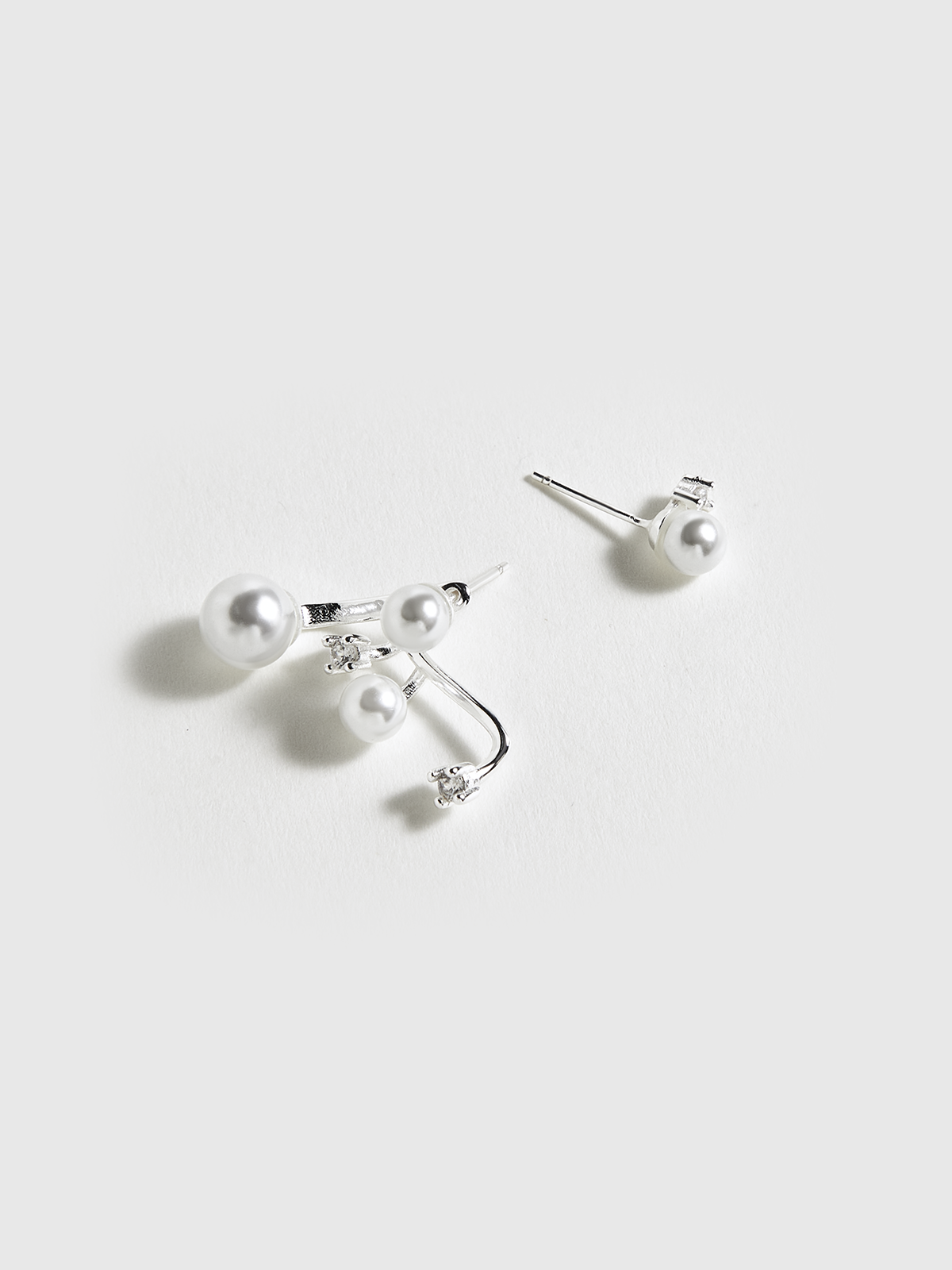 Asymmetric Pearl & Rhinestone Earrings