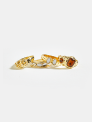 4pcs Gemstone Golden Ring Set