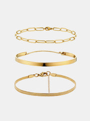 3pcs Geometric Chain Bracelet Set