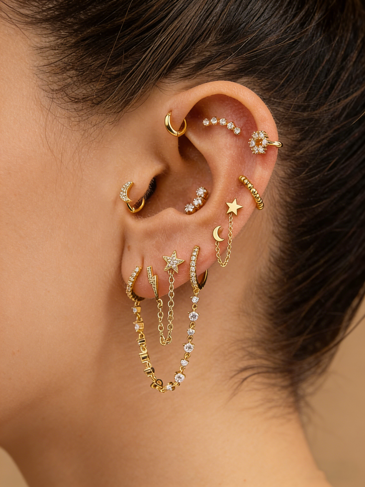 4Pcs Single Ear Celestial Earring