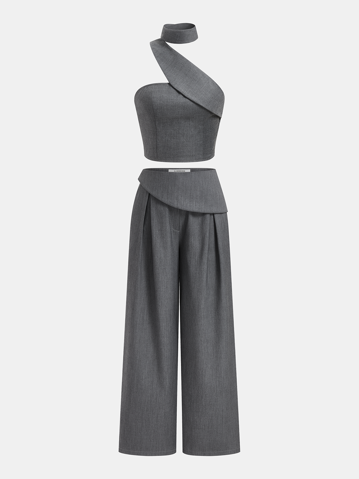 Asymmetrical Halter Crop Top & Pants Set