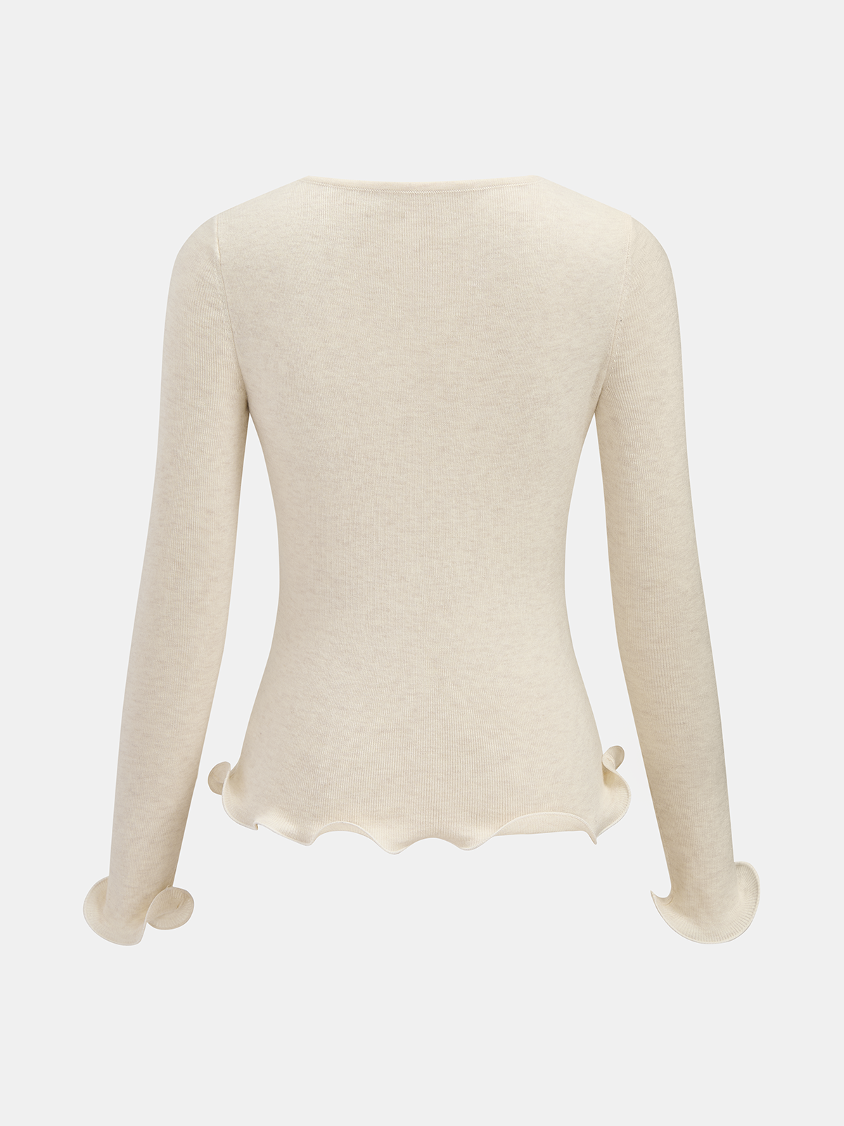3D Floral Ruffled Hem Knit Top