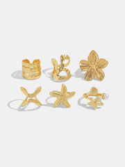 6pcs Summer Ocean Starfish Flower Ring Set