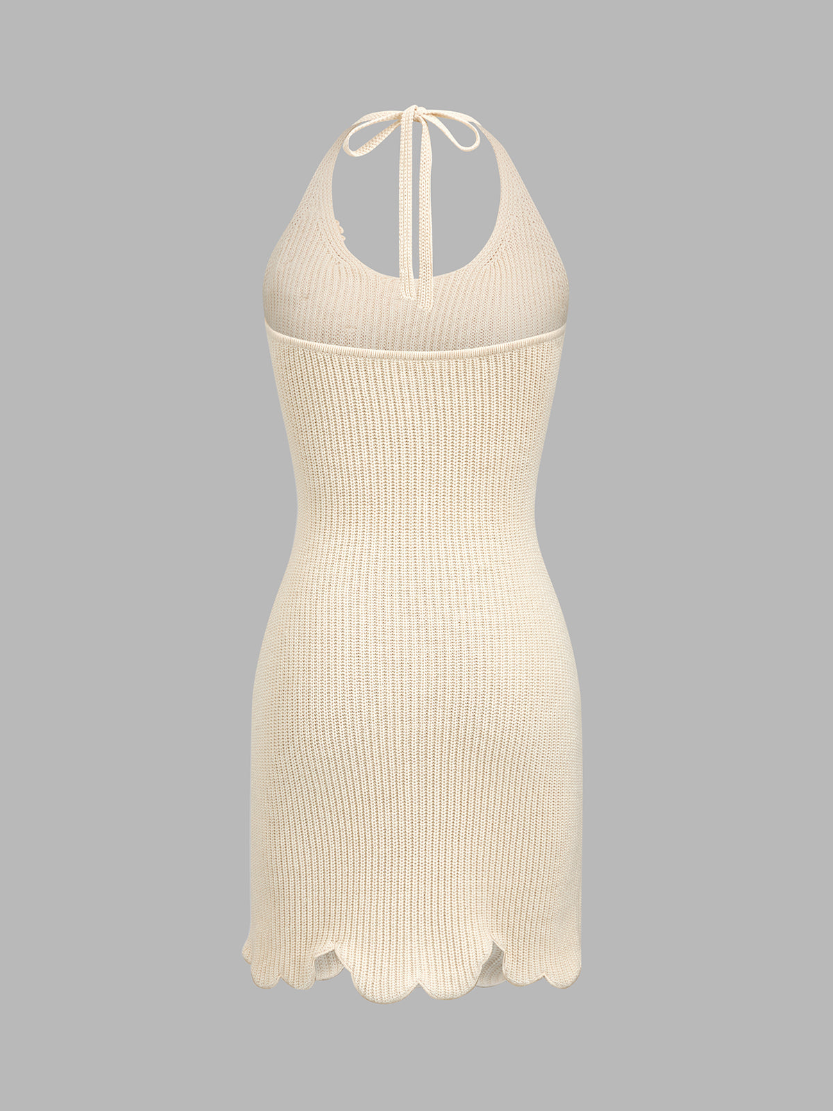 3D Flower Halter Crochet Knit Mini Dress