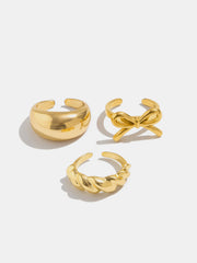 3pcs Bow Twist Chunky Statement Ring Set