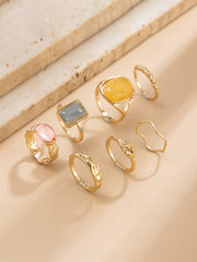 7pcs Vintage Gemstone Stacking Ring Set