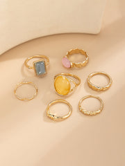 7pcs Vintage Gemstone Stacking Ring Set